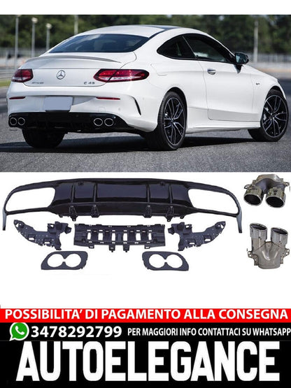 Per Mercedes C205 A205 Diffusore + Parafanghi Scarico (CROMATI) in Ottica AMG C4