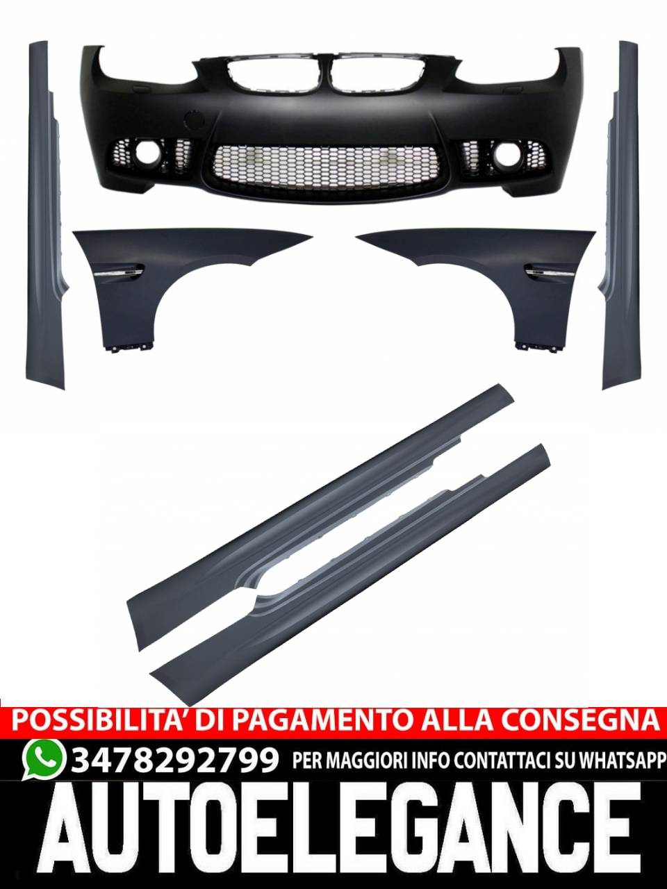Paraurti anteriore con parafanghi e minigonne adatto per BMW Serie 3 E92