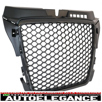griglia anteriore senza badge adatta per audi a3 8p facelift (2007-2012) rs design piano black