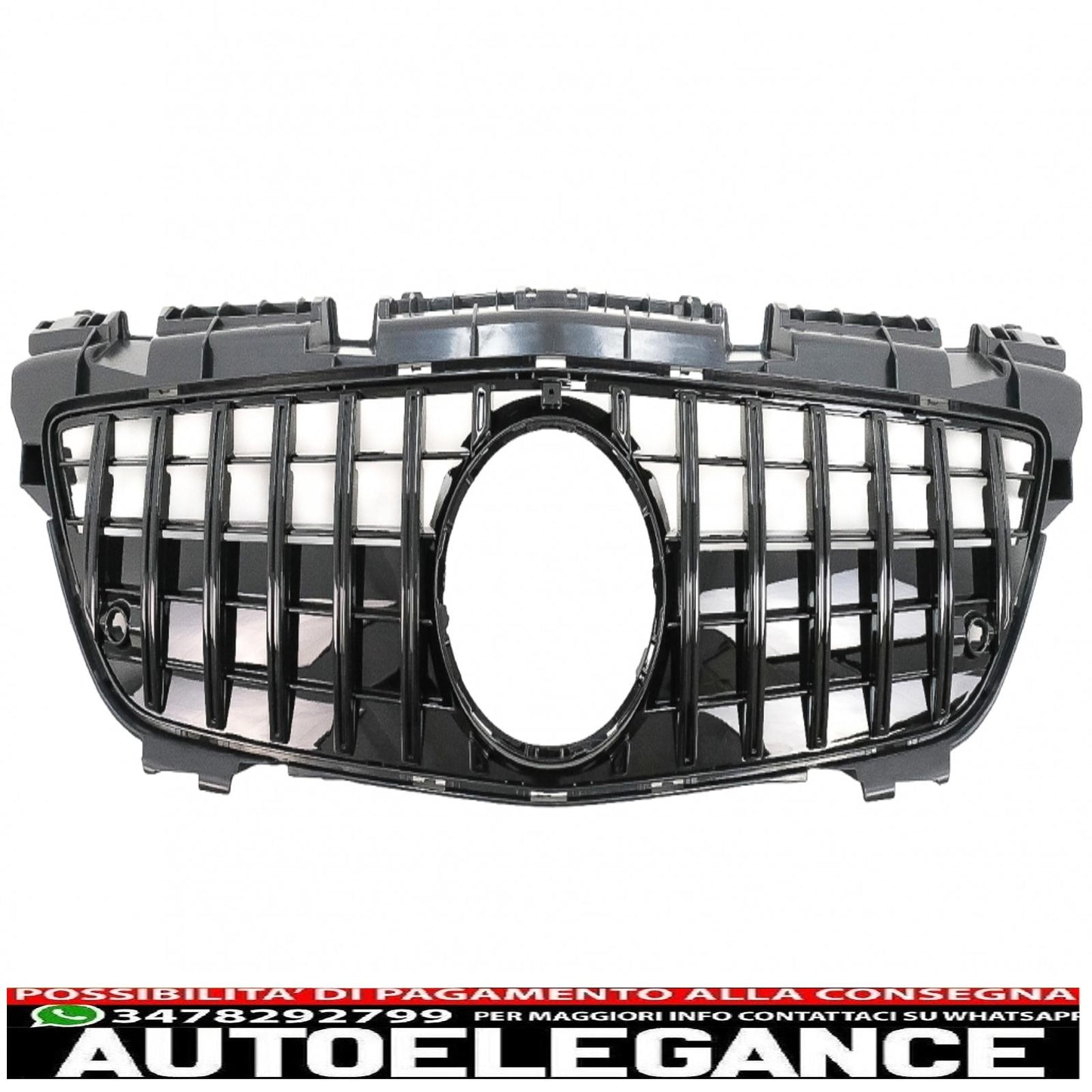 griglia anteriore con rete inferiore adatta per mercedes classe slk r172 (2011-2015) gt-r design panamericana nero