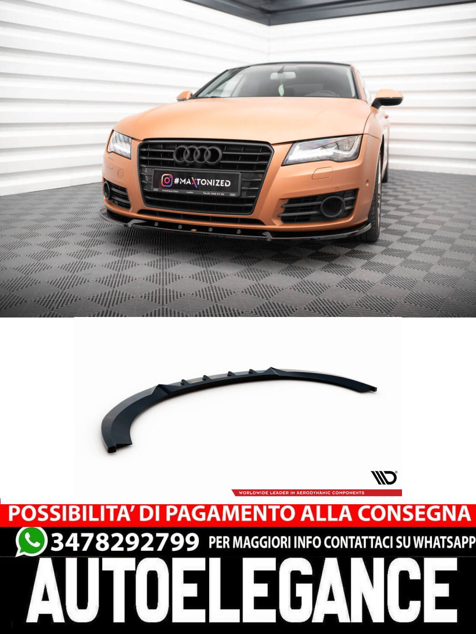 SPLITTER ANTERIORE ADATTO COMPATIBILE PER  V.2 AUDI A7 C7 (2010 - 2014)