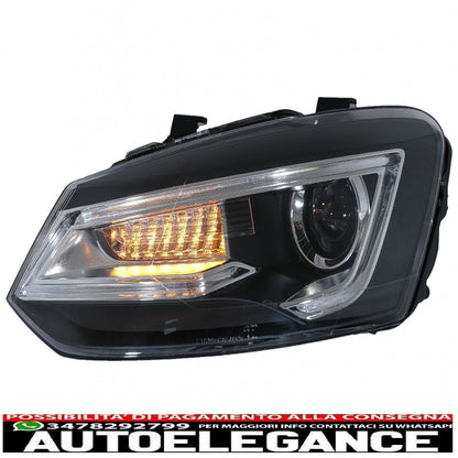 headlights suitable for vw polo mk5 6r 6c 61 (2011-2017) led light bar Devil Eye Look RHD