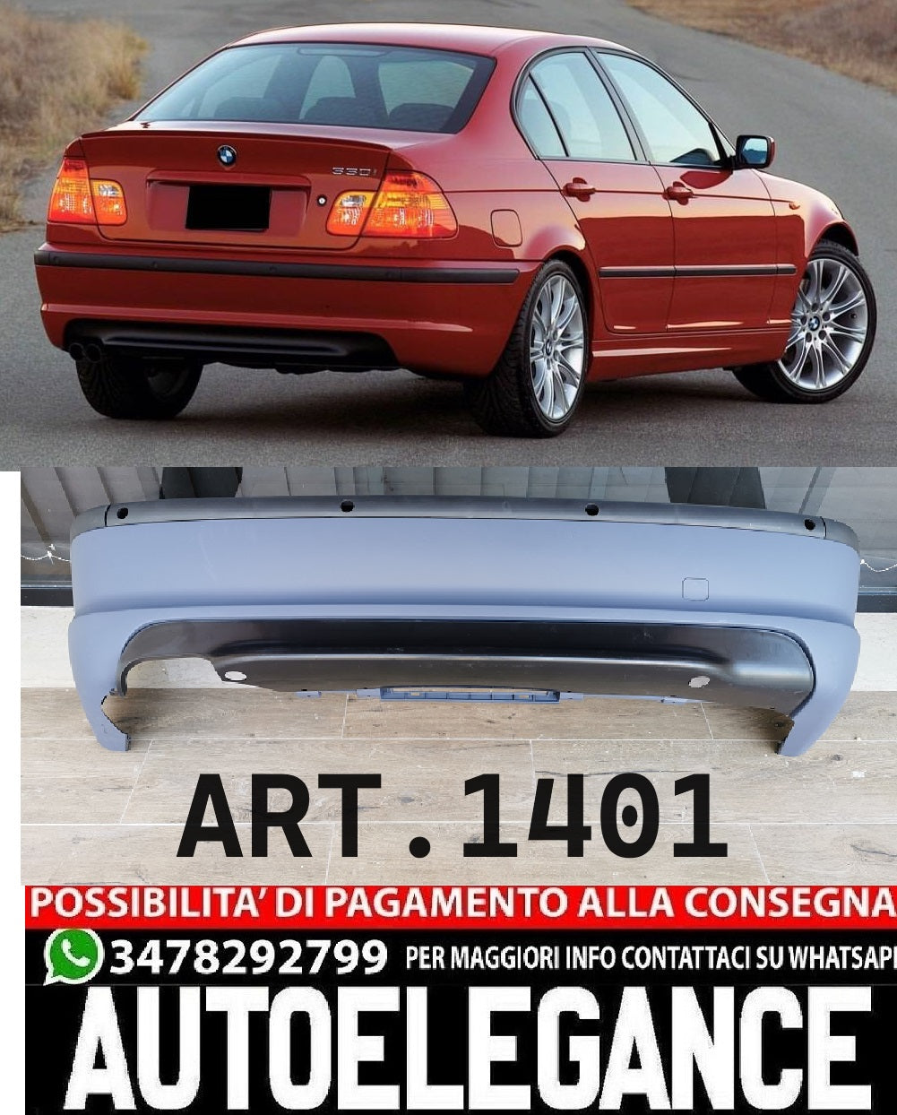 REAR BUMPER SUITABLE FOR BMW 3 SERIES E46 SEDAN 1997-2006 MTECH LOOK