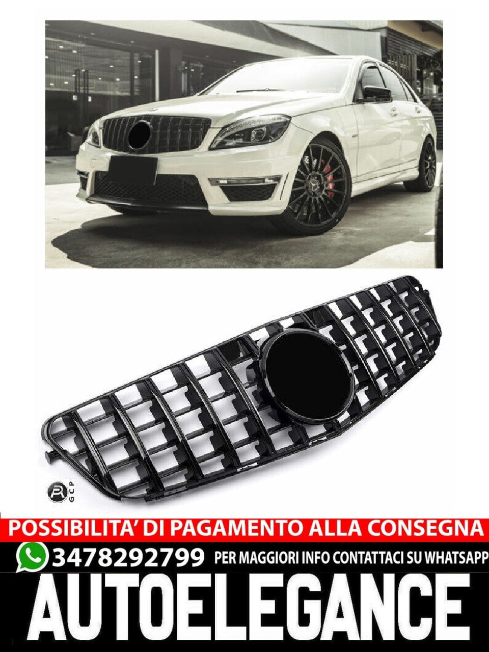Griglia sportiva nera per Mercedes W204 PANAMERICANA AMG GT GT-R