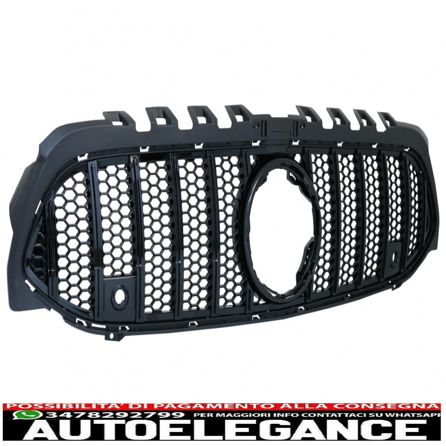 central grille suitable for mercedes a-class w177 hatchback v177 sedan (04.2018-) mesh gt-r design panamericana all black