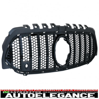 central grille suitable for mercedes a-class w177 hatchback v177 sedan (04.2018-) mesh gt-r design panamericana all black