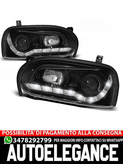 FARI ANTERIORI DAYLIGHT NERO per VW GOLF 3 09.91-08.97
