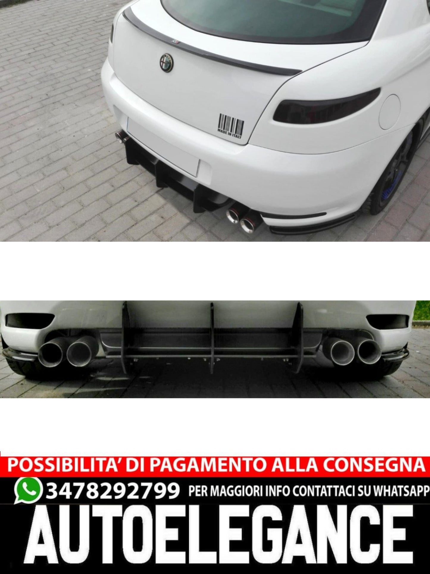 DIFFUSORE POSTERIORE adatto compatibile per ALFA ROMEO GT 2004-2010