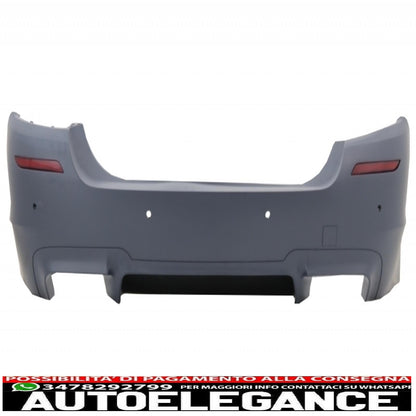 Rear Bumper Suitable for BMW 5 Series F10 (2011-2017) with Side Skirts and Dual Exhaust Tips in Carbon Fiber M5 Design