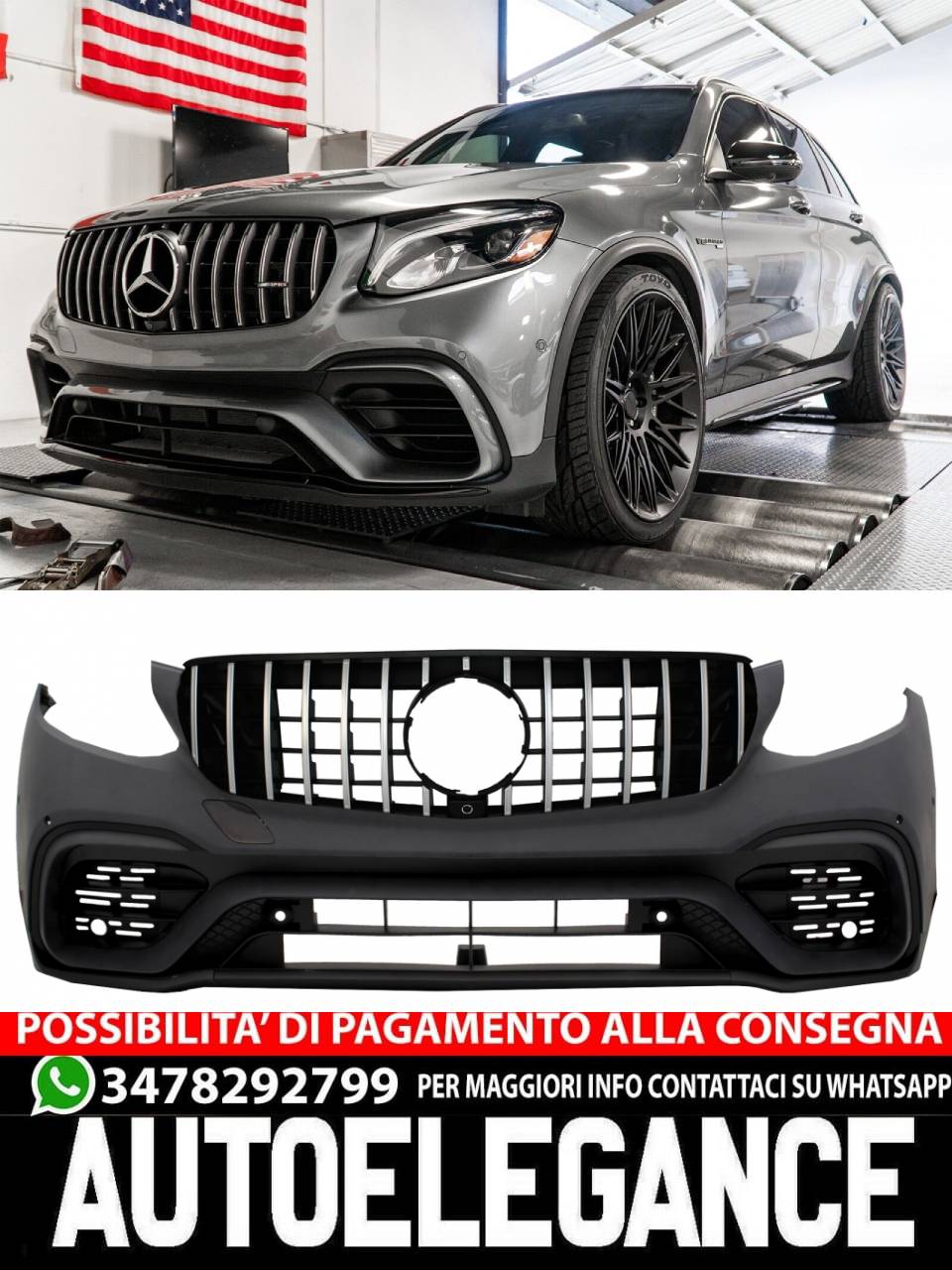 Front Bumper Suitable for Mercedes GLC X253 SUV GLC Coupe C253 (2015-2019)
