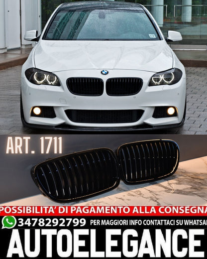 GRIGLIA ADATTA PER BMW SERIE 5 F10 F11 SINGOLA FASCIA LOOK NERO LUCIDO