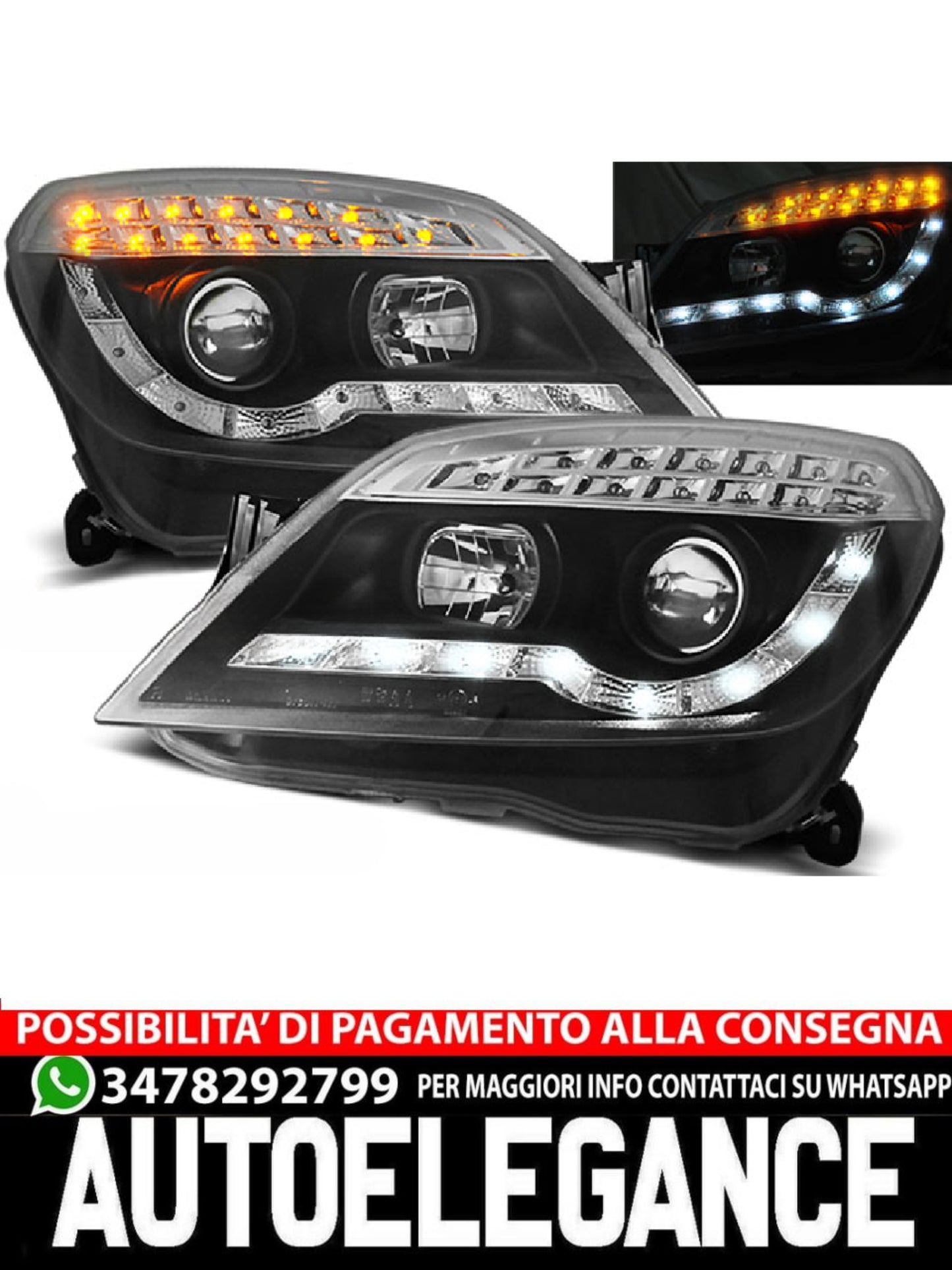 HEADLIGHTS SUITABLE FOR OPEL ASTRA H 03.04-10 BLACK DAYTIME LIGHT 