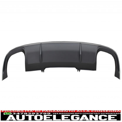 Rear bumper valance diffuser suitable for audi a4 b9 8w sedan avant (2016-2018) with exhaust tips, tailpipes and boot spoiler, s4 design