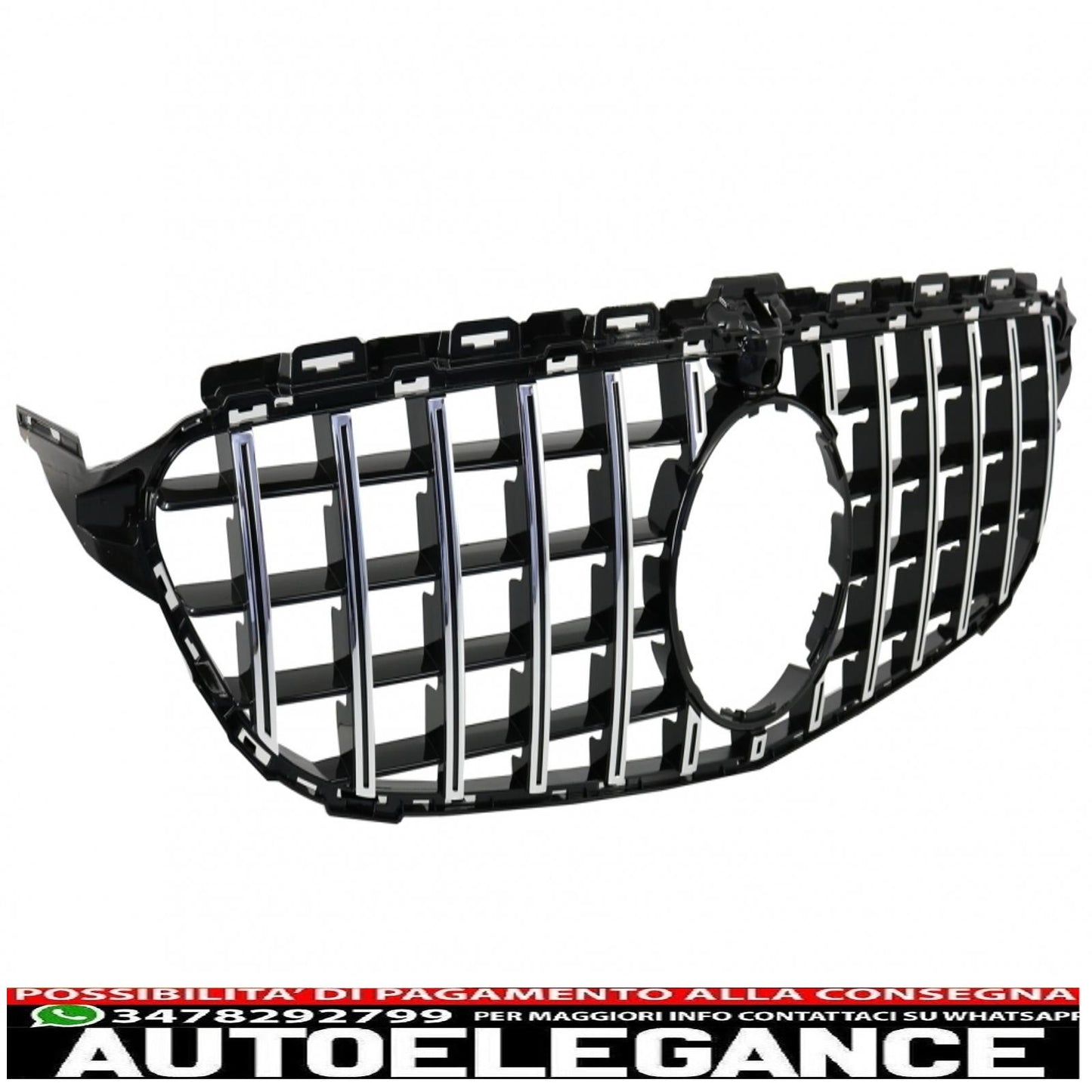 front grille suitable for mercedes c class w205 s205 a205 c205 (2014-2018) gt-r design panamericana chrome with 360 camera 