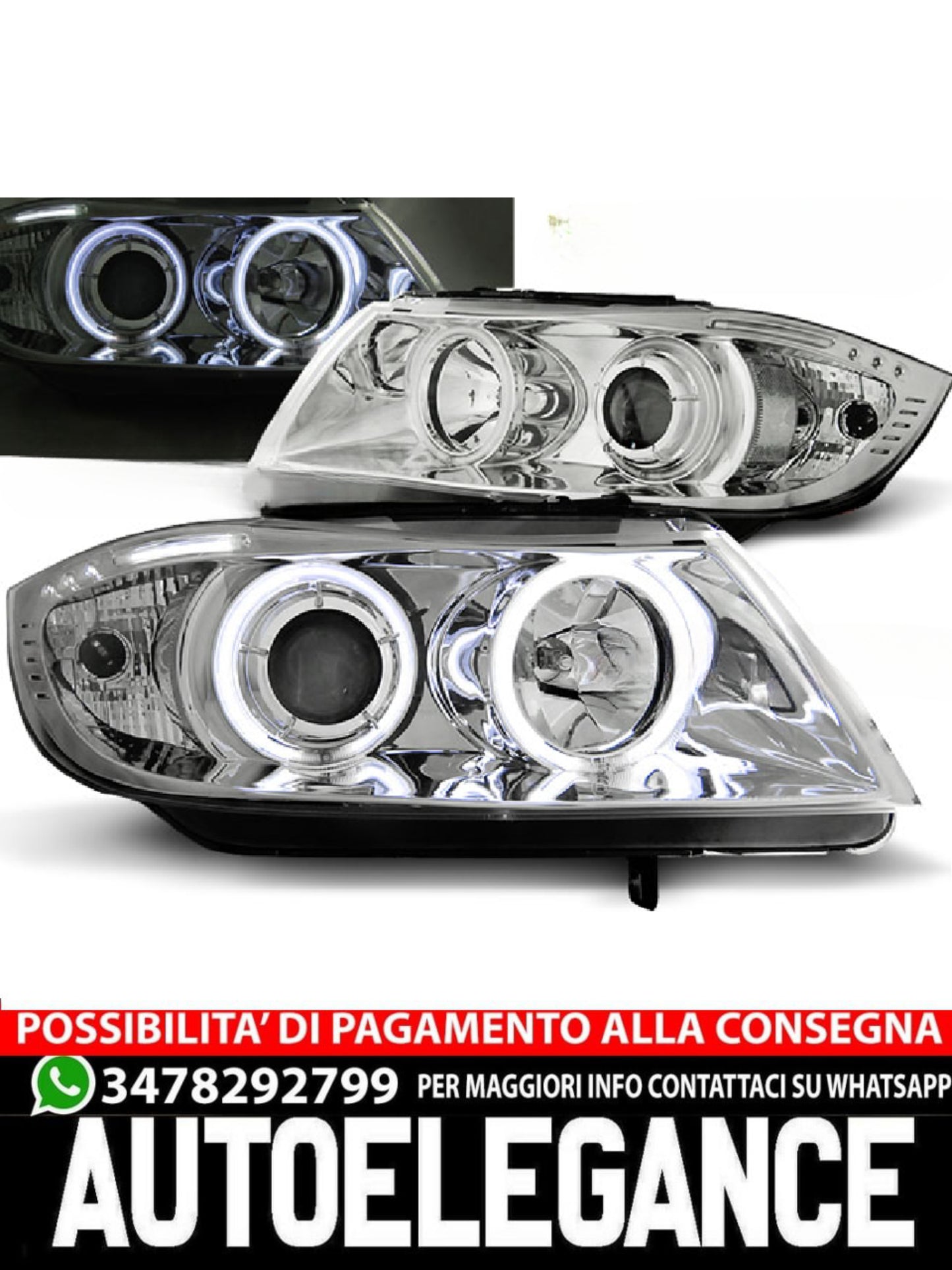 FARI ANGEL EYES CCFL CROMATI adatti compatibili per BMW E90/E91 03.05-08.08