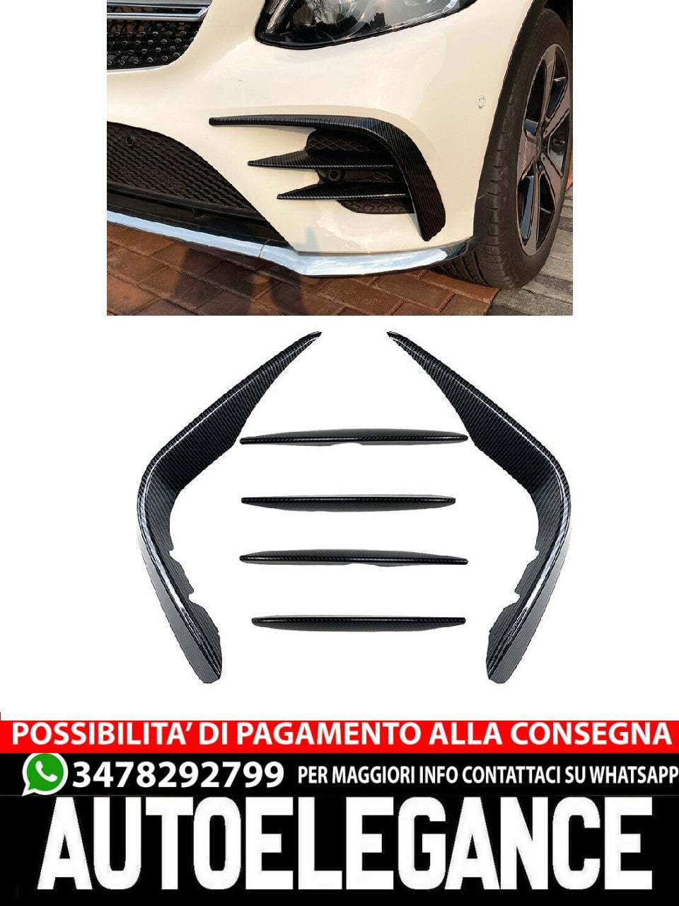 FLAPS AERO ANTERIORI + PINNE ADATTE PER MERCEDES X253 C253 GLC AMG LINE