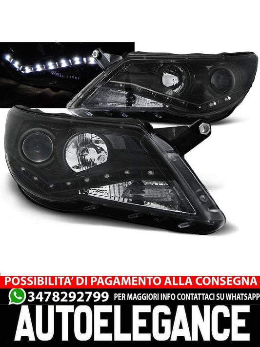 FARI ANTERIORI DAYLIGHT NERO per VW TIGUAN 10.07-11