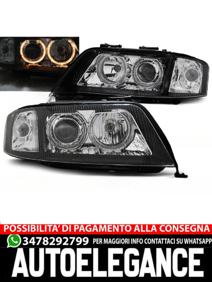 XENON HEADLIGHTS ANGEL EYES BLACK suitable compatible for AUDI A6 10.99-06.01 