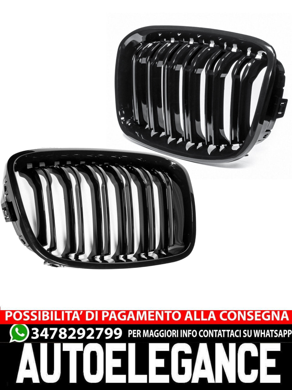 Double gangway kidney grille suitable for BMW 1 Series F20 F21 up to 2015 BLACK 