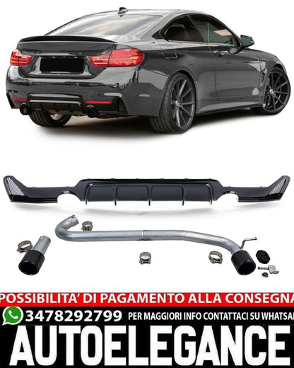 DIFFUSORE LUCIDO + TERMINALI DI SCARICO 1+1 ADATTI PER BMW SERIE 4 F32 F33 F36