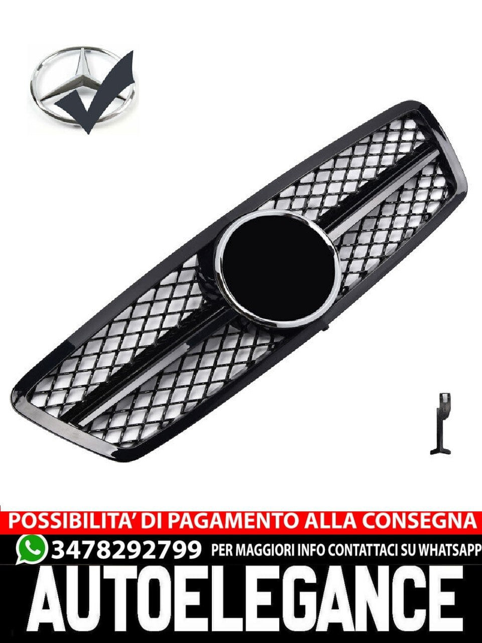 Griglia sportiva per Mercedes W203 S203 nero lucido AMG LOOK