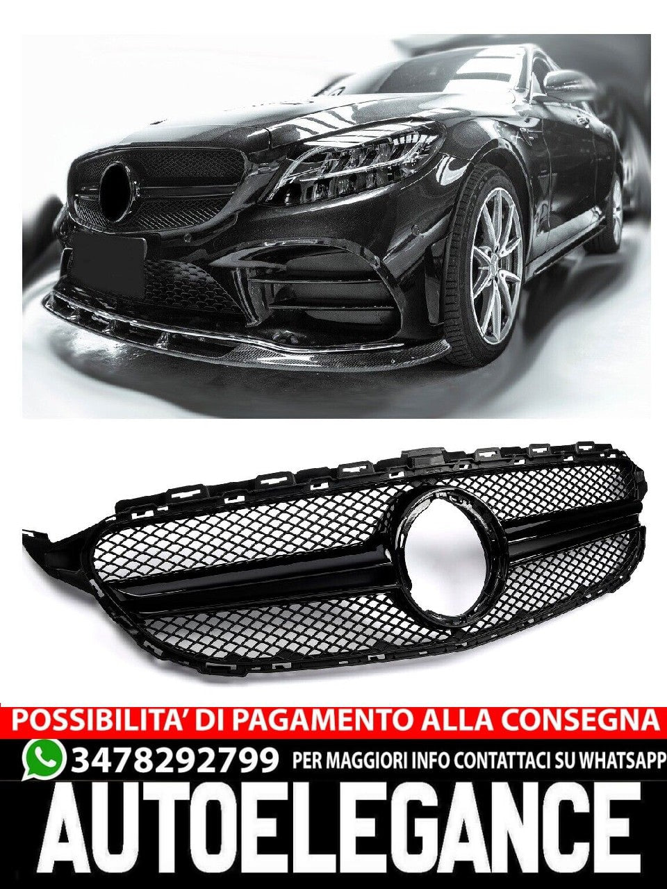 Griglia griglia sportiva per Mercedes W205 C dal 2018 FACELIFT C63 AMG LOOK