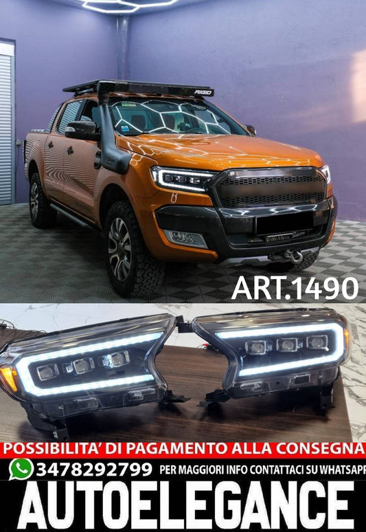 FARI ANTERIORI ADATTI PER FORD RANGER T6 2015-2020 FULL LED DINAMICI LOOK NERO