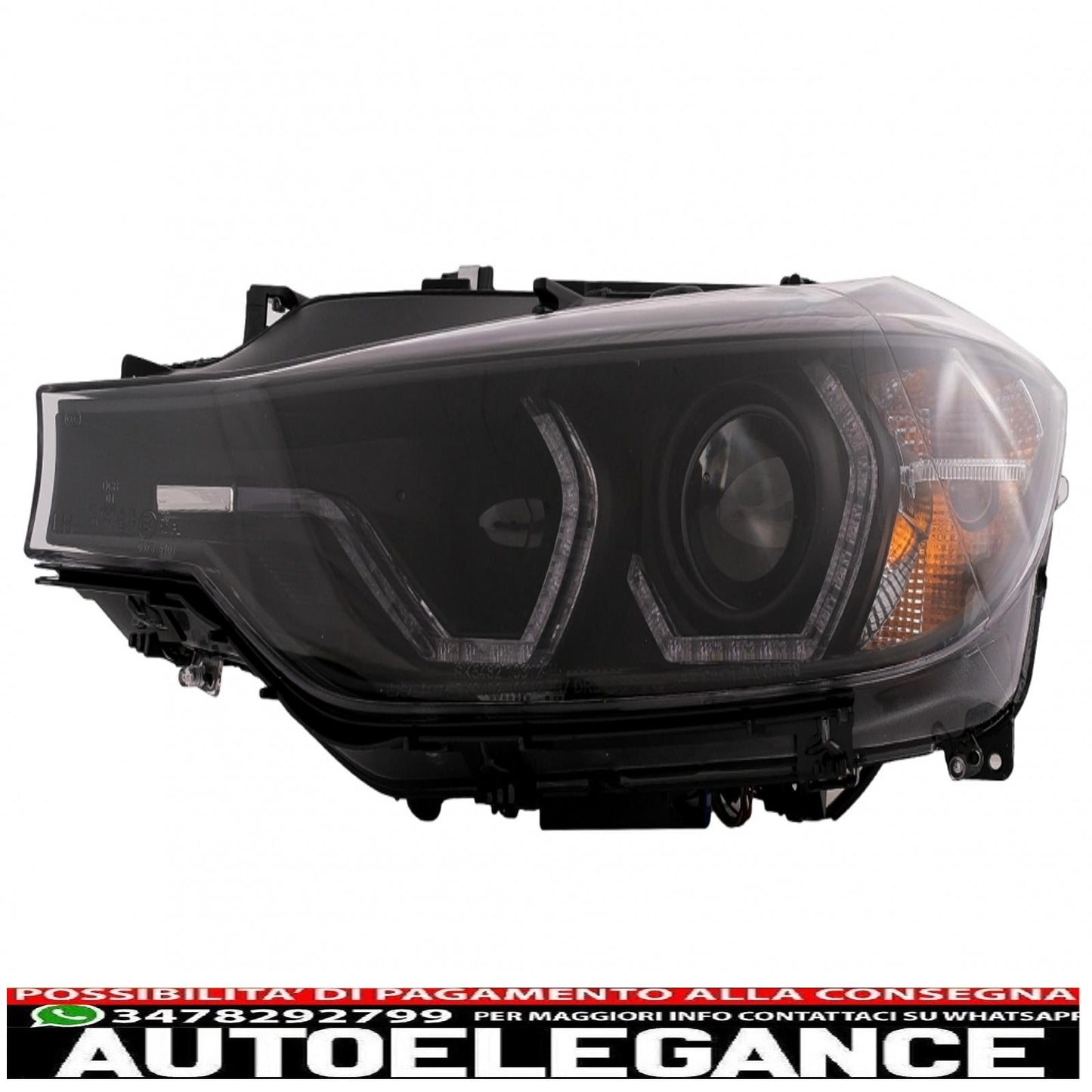 xenon angel eye headlights suitable for bmw 3 series f30 f31 sedan touring (10.2011-05.2015) black 