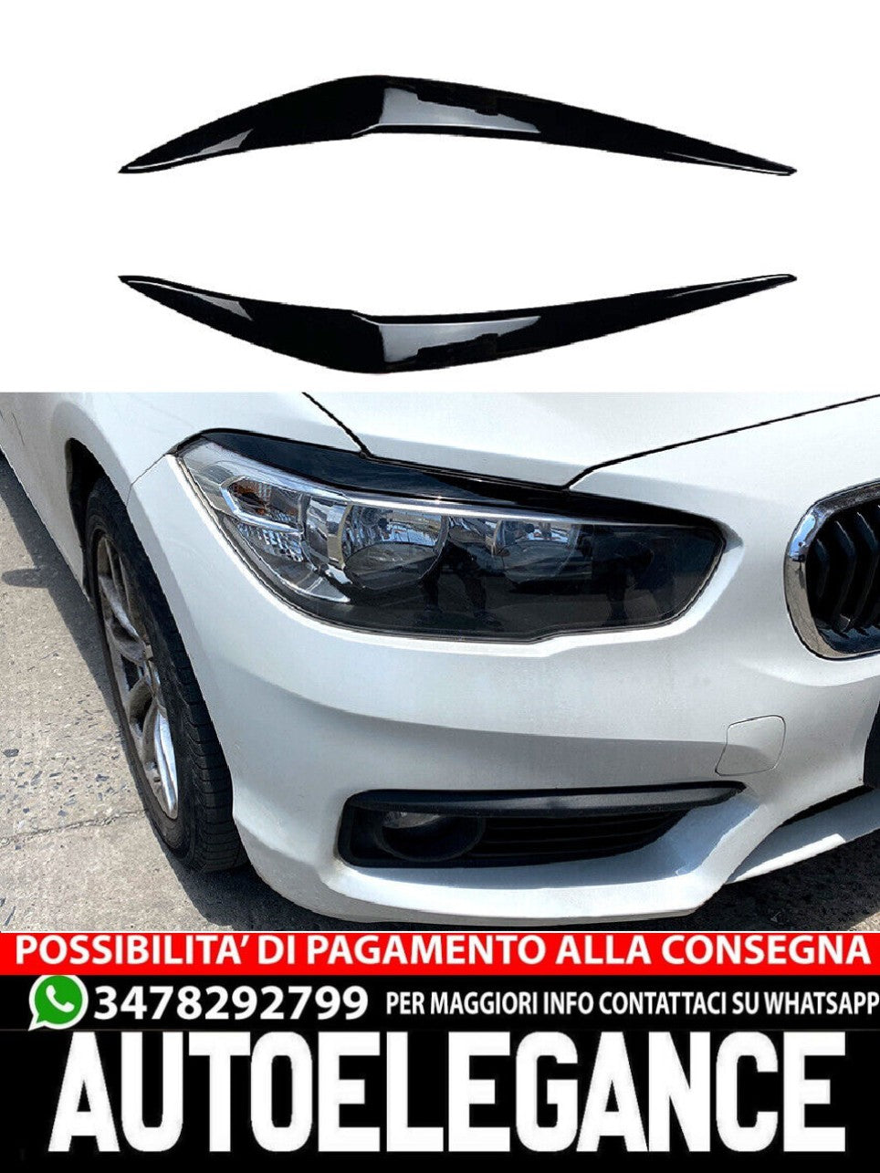 Per BMW F20 F21 LCI 2015-2019 pannelli fari aspetto cattivo nero lucido