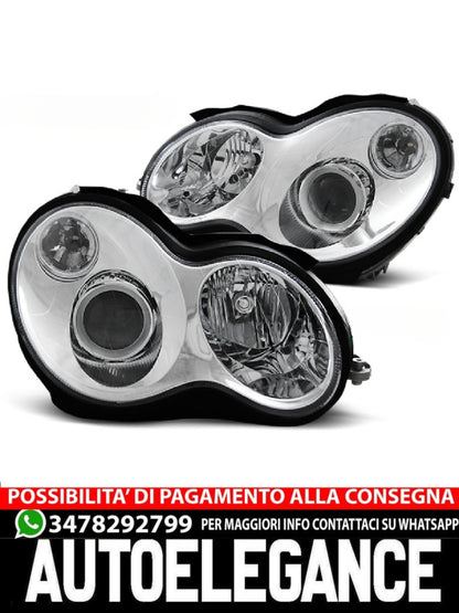 FARI CROMATI ADATTI COMPATIBILI per MERCEDES W203 Classe C 07.00-03.04