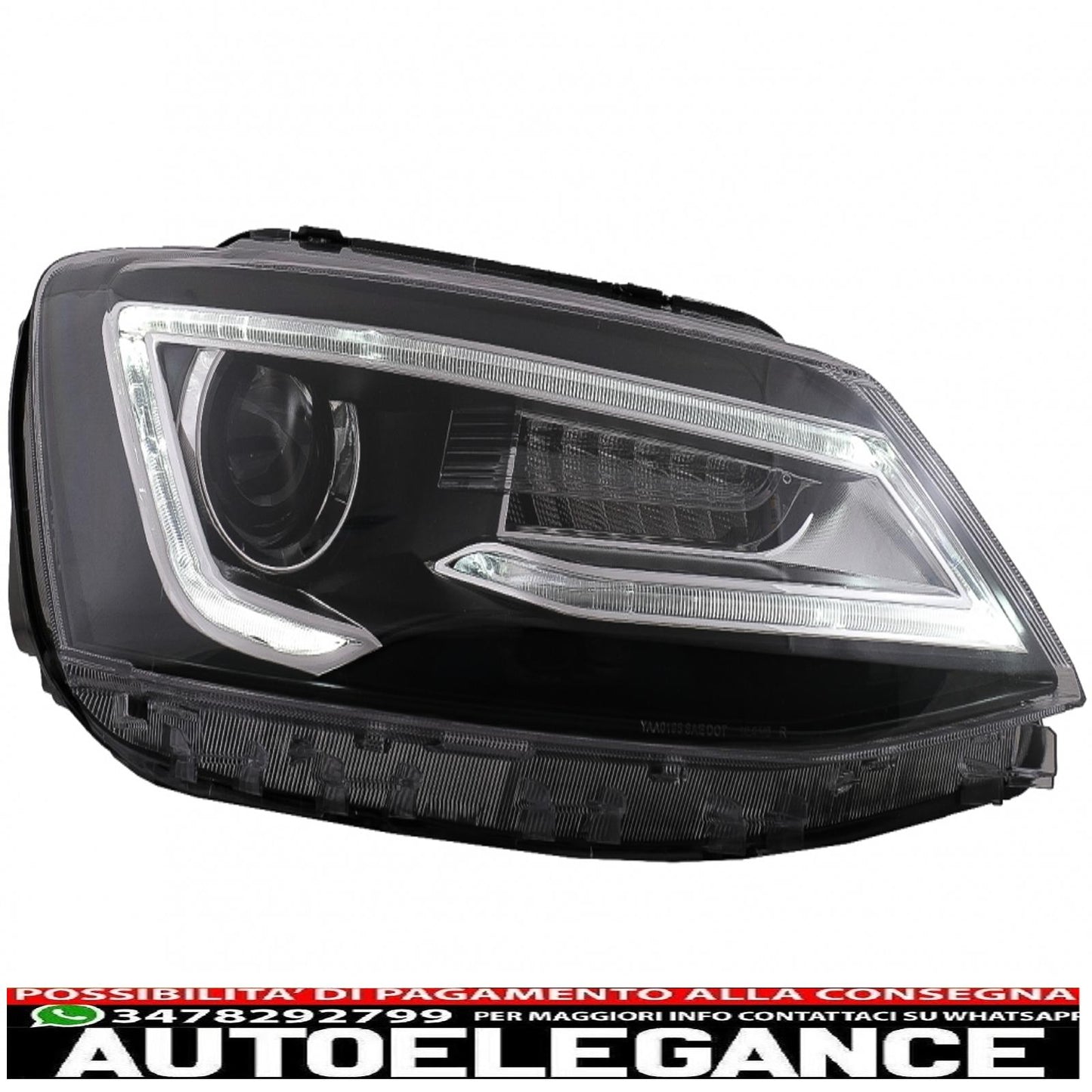 led headlights drl double beam lens suitable for vw jetta mk6 vi (2011-2017) bi-xenon design with right and dynamic turn signals black housing 