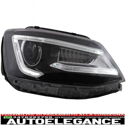 led headlights drl double beam lens suitable for vw jetta mk6 vi (2011-2017) bi-xenon design with right and dynamic turn signals black housing 