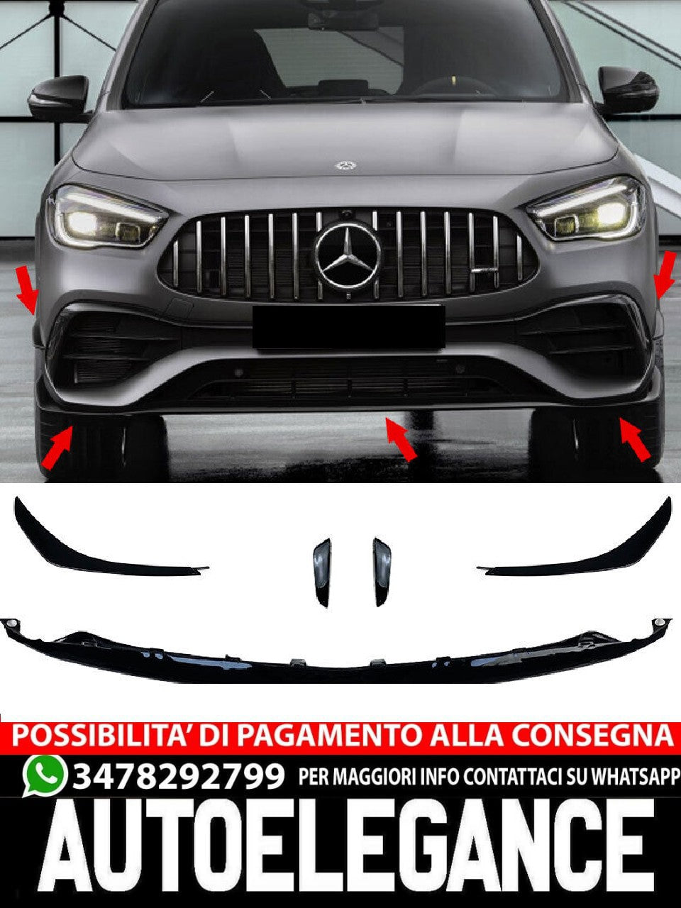 Suitable for Mercedes GLA H247 with AMG equipment FRONT SPOILER FLAPS SPOILER 