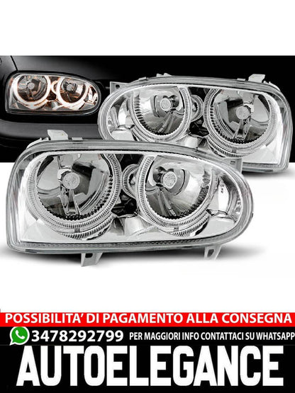 CHROME ANGEL EYES HEADLIGHTS for VW GOLF 3 09.91-08.97 