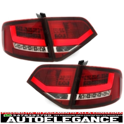 fanali posteriori a led con diffusore posteriore e terminali di scarico adatti per audi a4 b8 8k berlina (2007-2010) design rosso / trasparente rs4