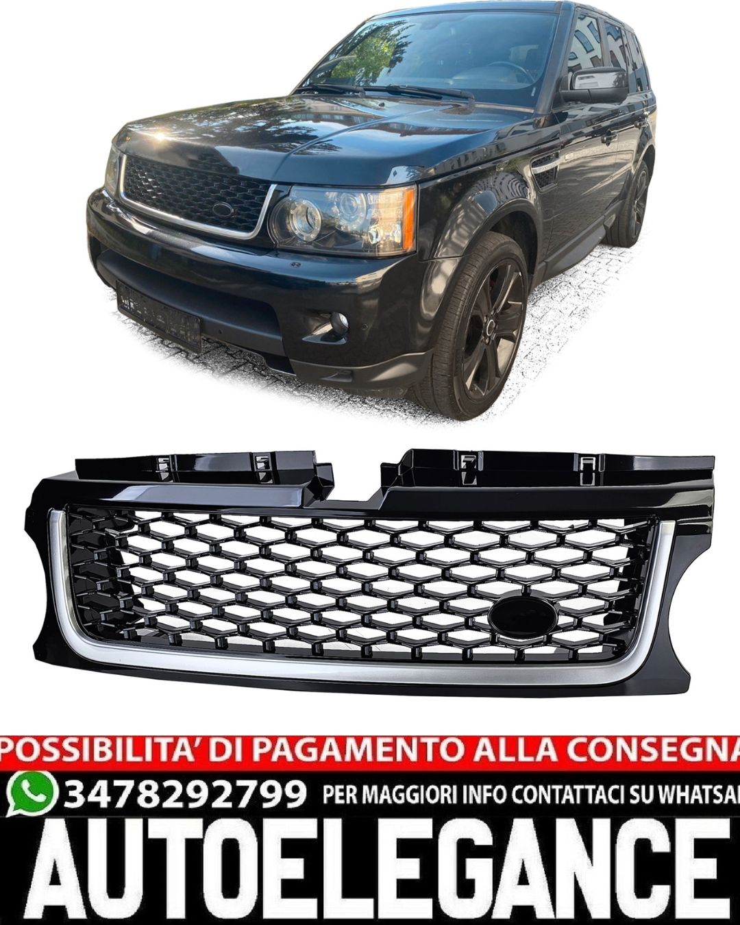 GRILLE SUITABLE FOR RANGE ROVER SPORT L320 2010-2013 GLOSS BLACK LOOK - SATIN