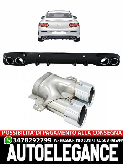 Rear Bumper+Diffuser Fit For Mercedes C-Class C205 A205 2014-2019 