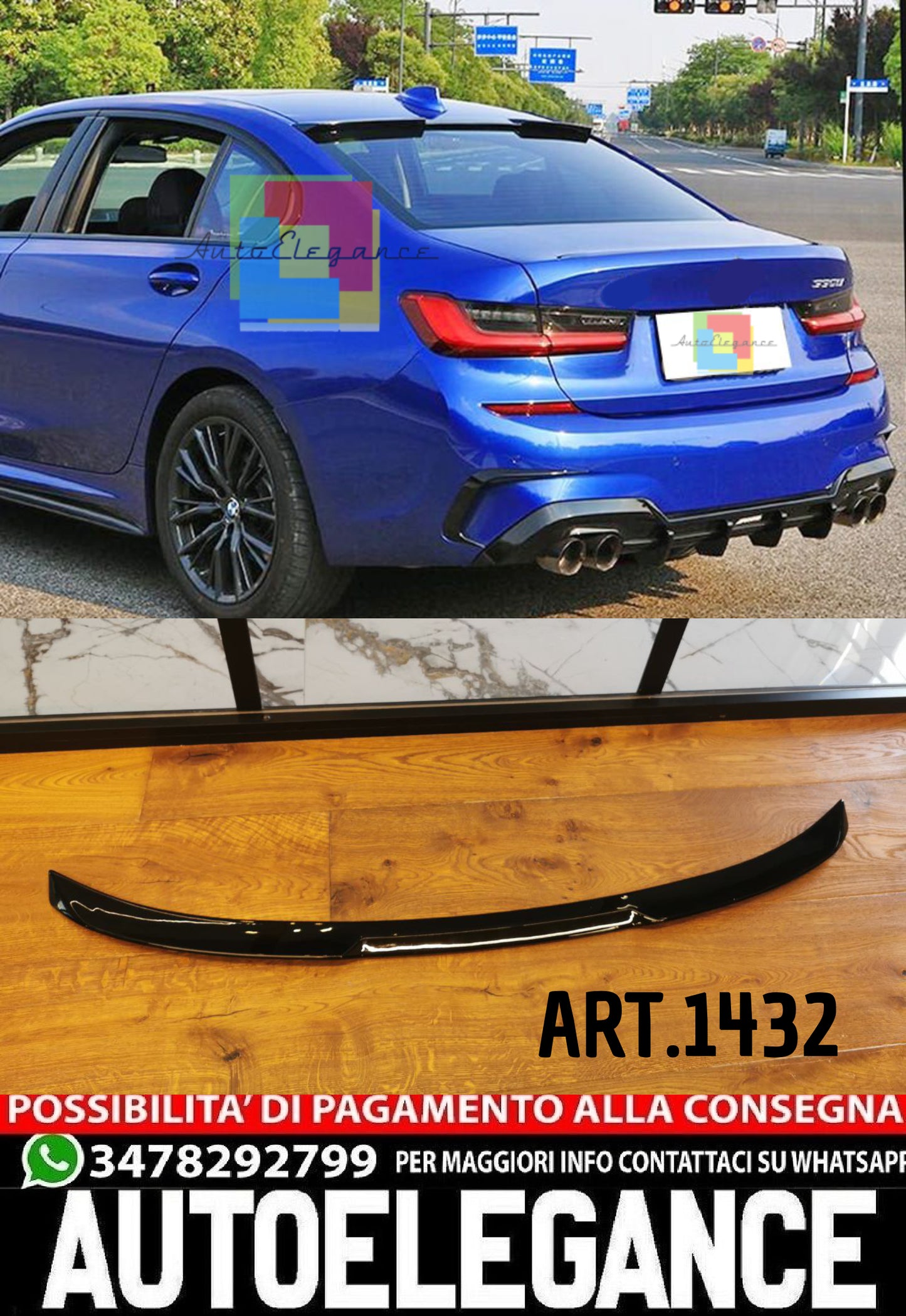 REAR WINDOW SPOILER SUITABLE FOR BMW 3 SERIES G20 2019-2022 M4 LOOK GLOSS BLACK