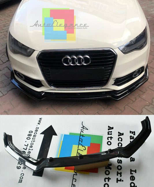 AUDI A1 2010-2016 LAMA SOTTO PARAURTI ANTERIORE NERO LUCIDO IN ABS RS SPLITTER AUTOELEGANCERICAMBI