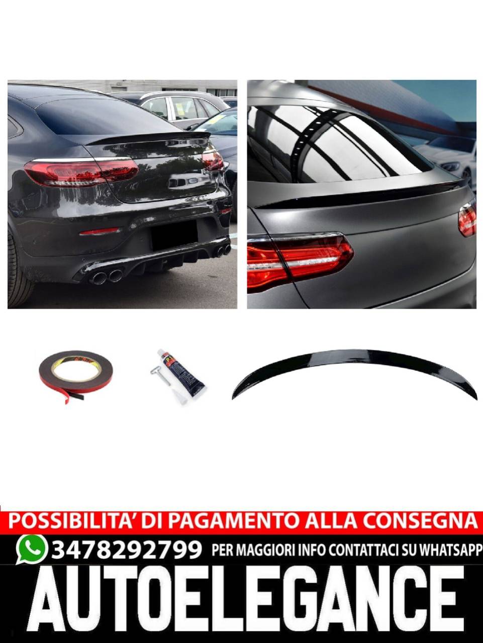 SPOILER POSTERIORE LIP NERO LUCIDO per Mercedes C253 GLC Coupé