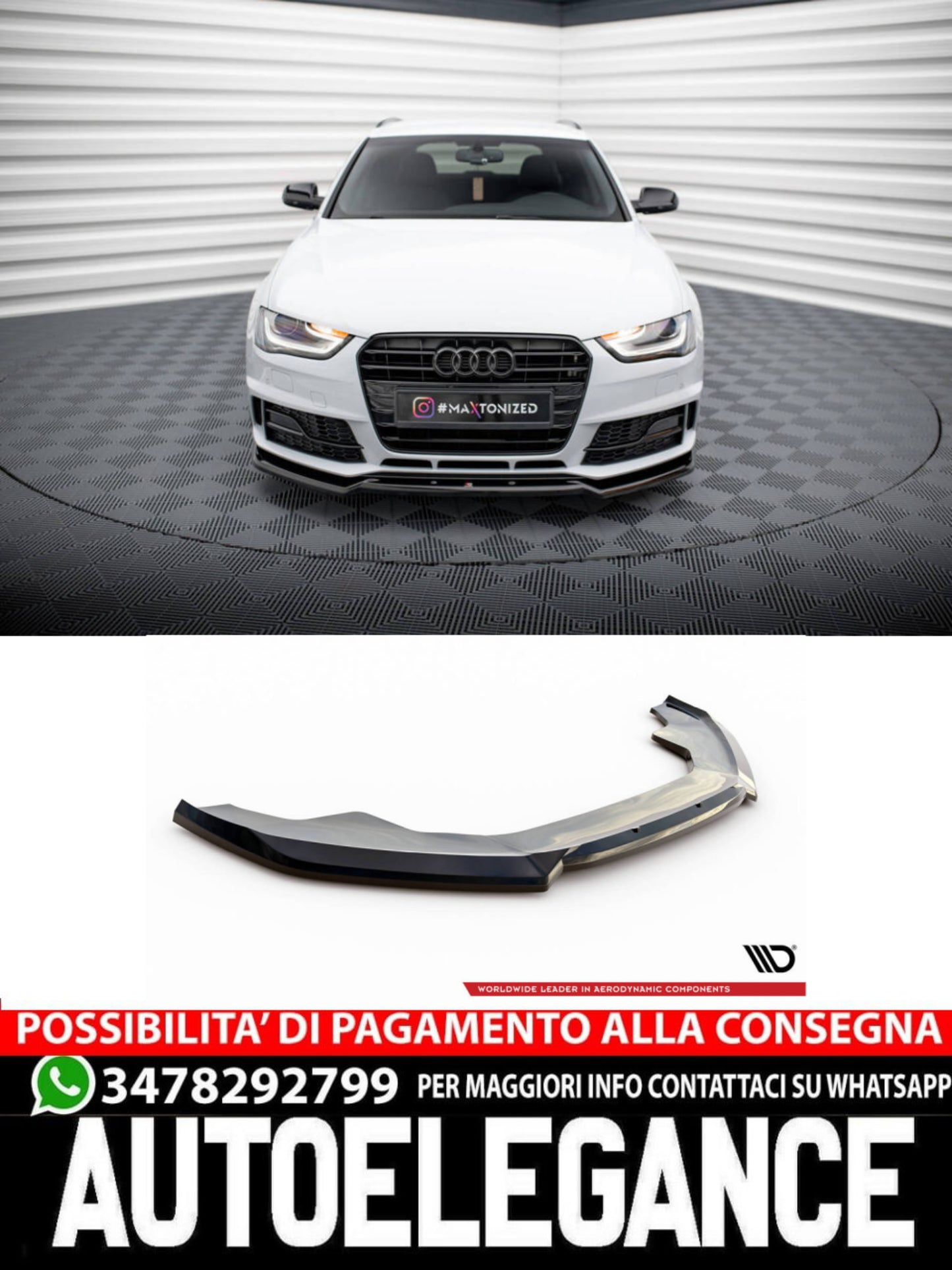 SPLITTER ANTERIORE adatto per V.2 AUDI A4 COMPETITION B8 FACELIFT 2011 - 2015