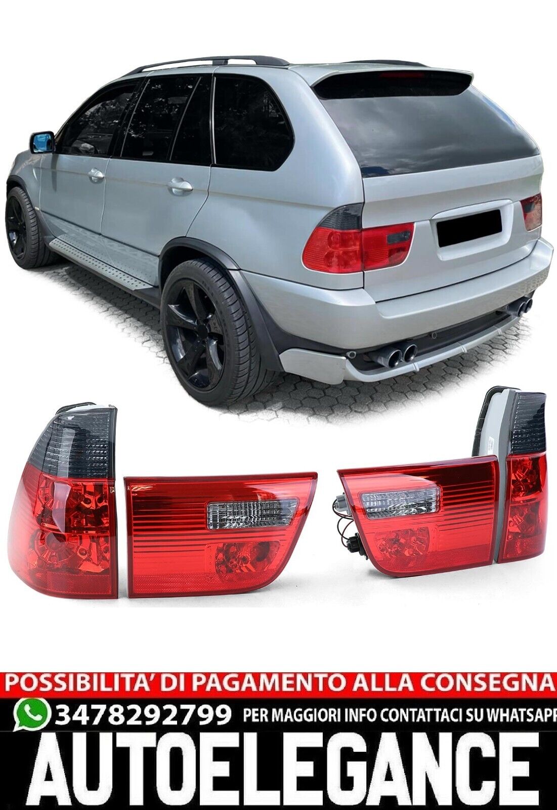 Red Black Smoke Clear Glass Rear Lights Fit For BMW X5 E53 99- 