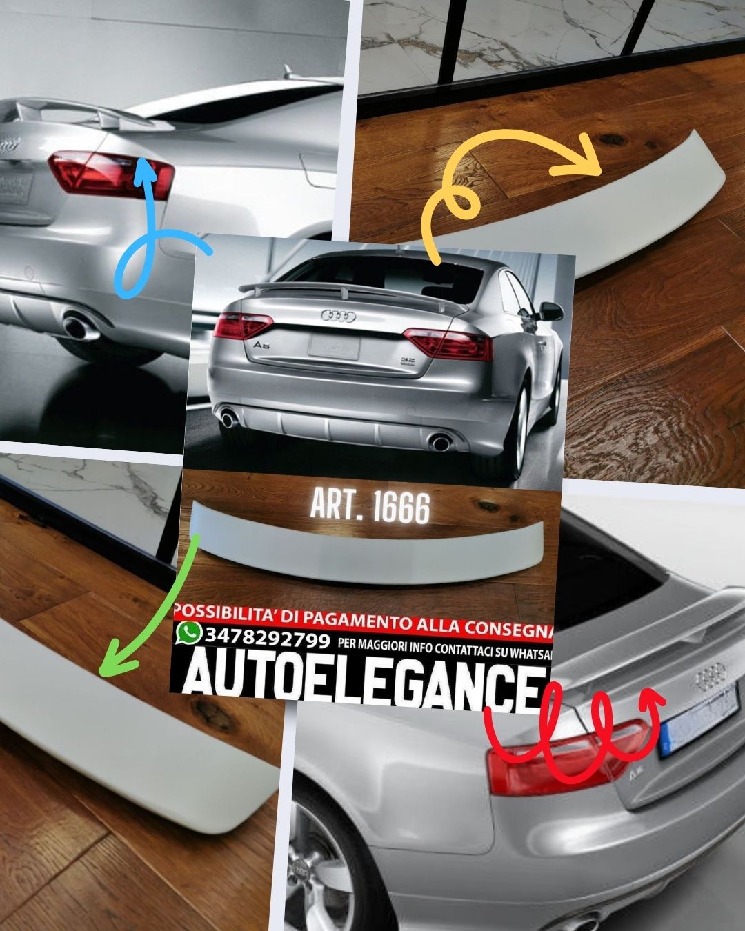 SPOILER ADATTO PER AUDI A5 COUPE 2007-2016 LOOK RS GREZZO