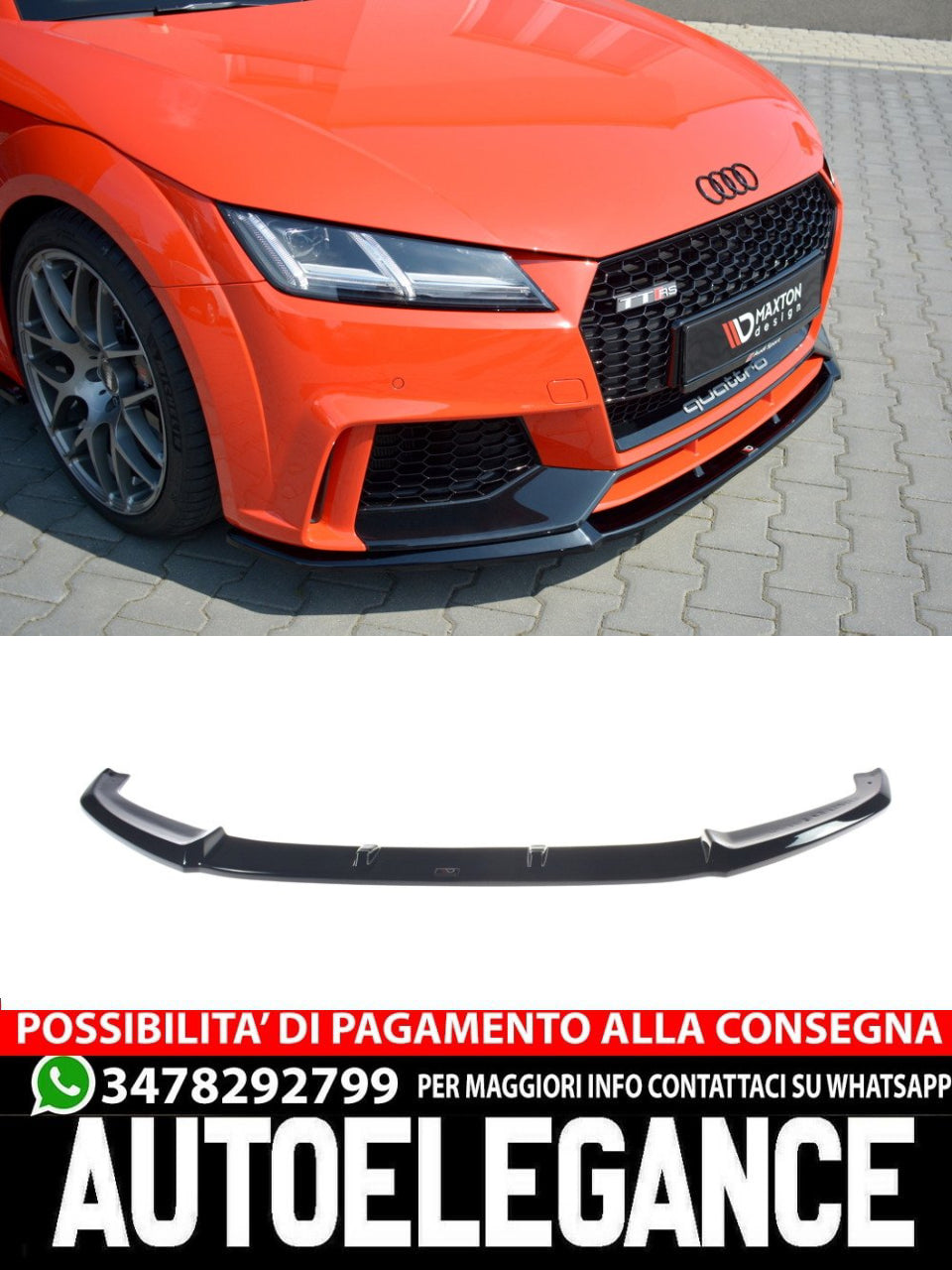 SPLITTER ANTERIORE adatto compatibile per V.2 AUDI TT RS 8S  (2016-  )