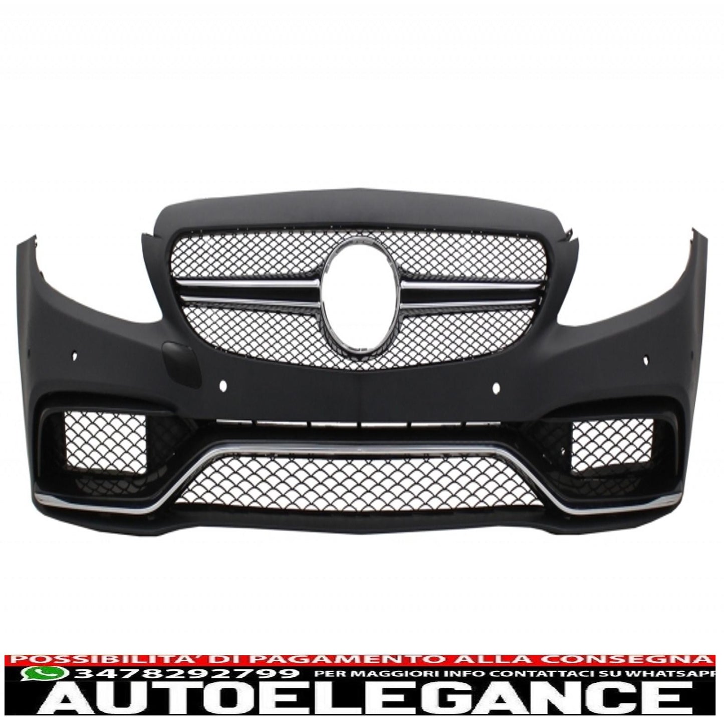 Paraurti anteriore e diffusore con terminali di scarico cromati adatti per mercedes classe c w205 s205 (2014-2018) design c63