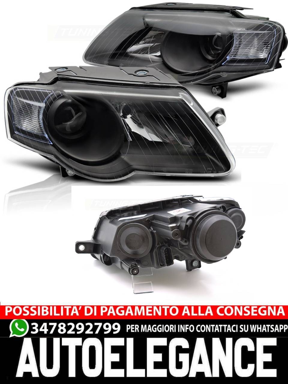 BLACK HEADLIGHTS for VW PASSAT B6 3C 03.05-10 