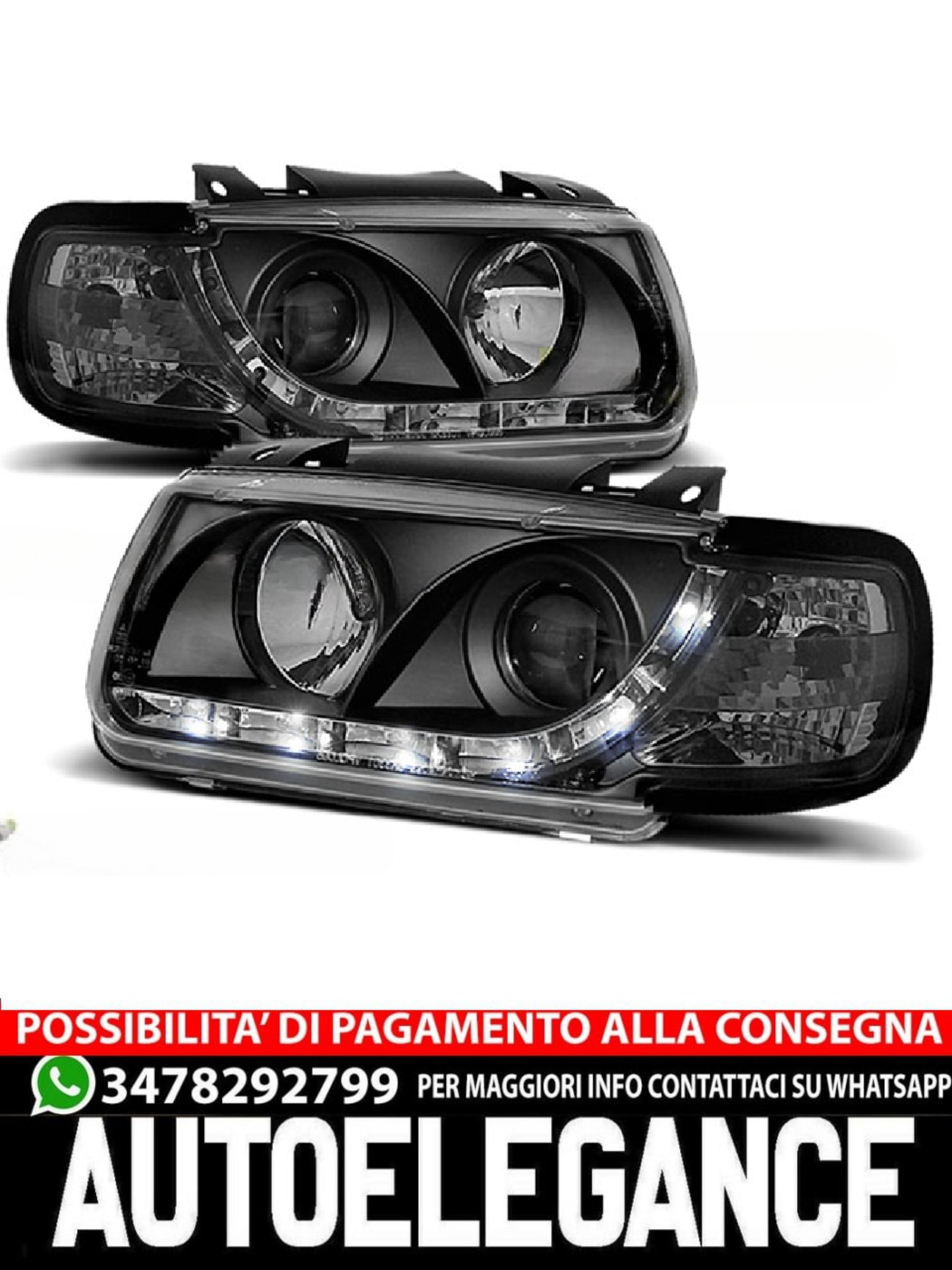 FARI ANTERIORI DAYLIGHT NERO per VW POLO 6N 10.94-09.99 HATCHBACK