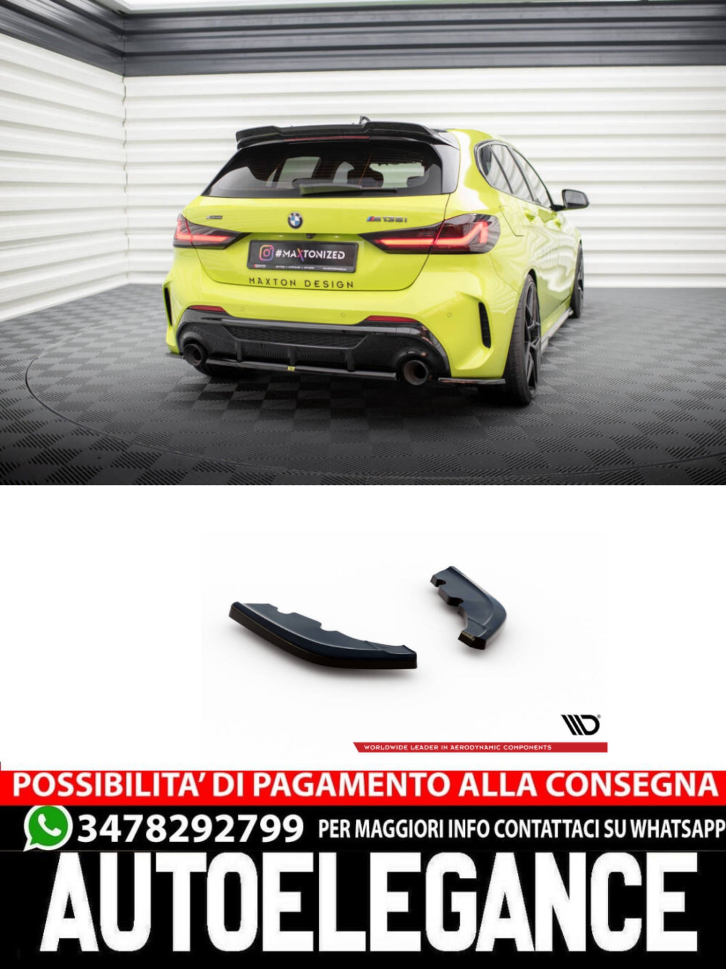 SPLITTER LATERALI POSTERIORI adatto per  V.7 BMW 1 M-PACK / M135I F40  (2019-)