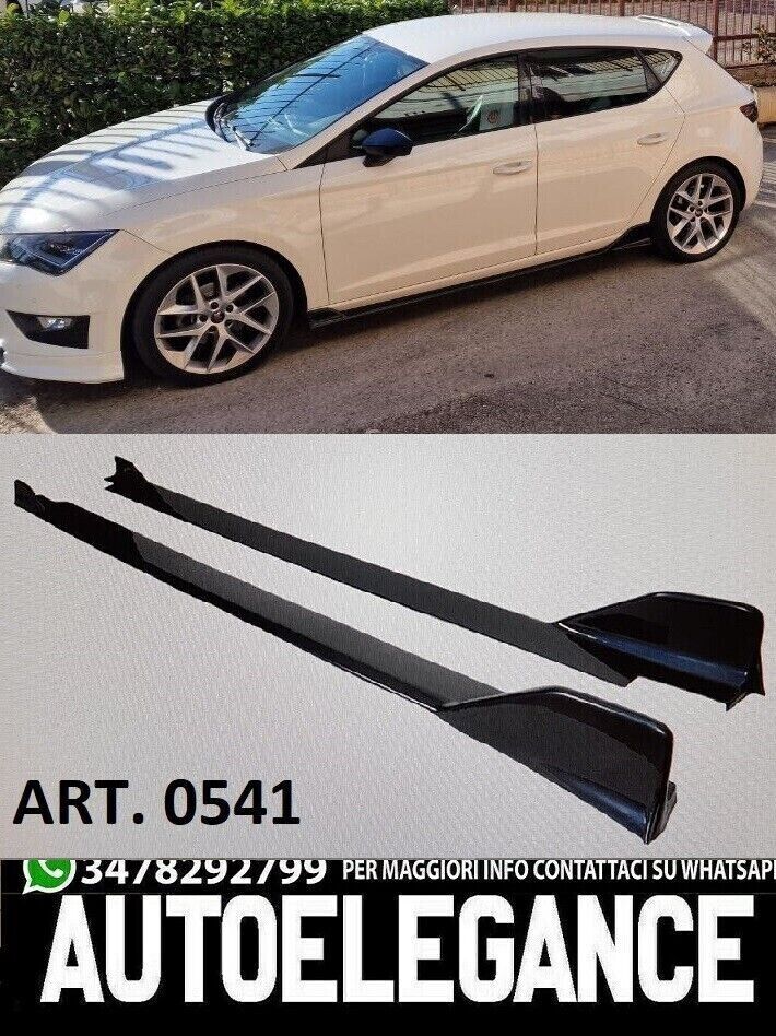 SEAT LEON 5F SPOILER FR SIDE SPOILERS UNDER SKIRT ABS BLACK SPLITTER MUSTACHE