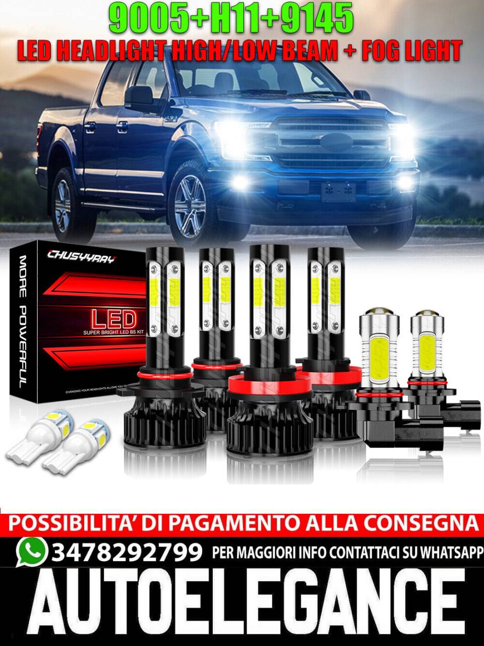 Per Ford F150 2015 2016 2017-2020 6000K LED Faro anteriore e fendinebbia Lampadi